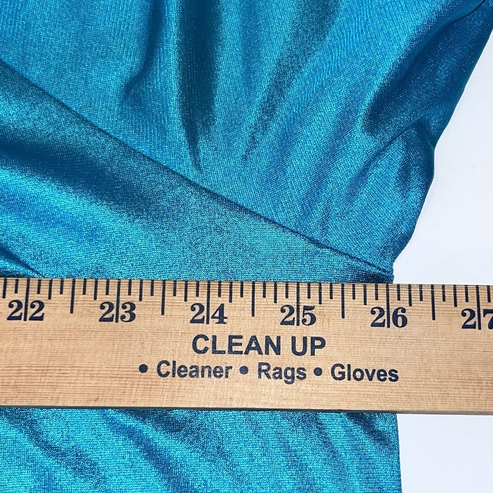 VTG Gilead Teal Maxi Nightgown Peekaboo Sleeve Pockets Peignoir Caftan READ - Picture 6 of 9